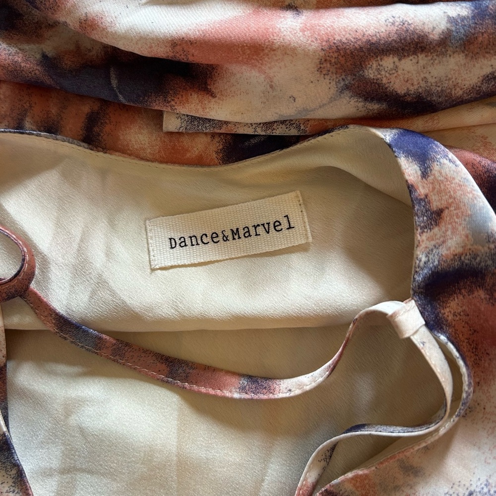 Silky Tie-Dye Blue Pink Spaghetti Strap Maxi Dress - Picture 4 of 9